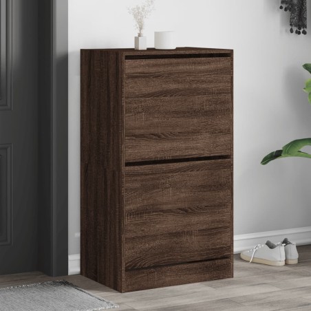 vidaXL Mueble zapatero 2 cajones abatibles marrón roble 60x42x108 cm