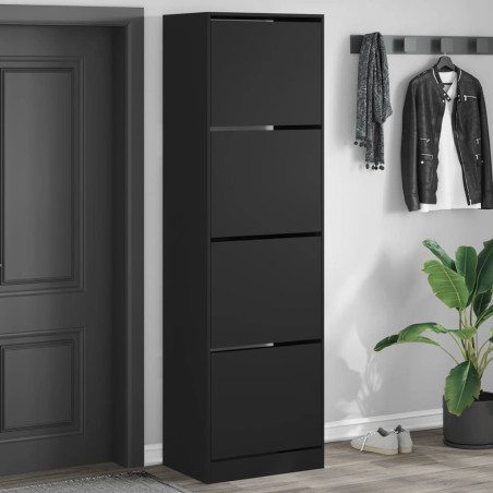 vidaXL Mueble zapatero con 4 cajones abatibles negro 60x42x204 cm