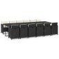 vidaXL Set comedor de jardín 13 pzas con cojines ratán sintético negro vidaXL Set comedor de jardín 13 pzas con cojines ratán sintético negro