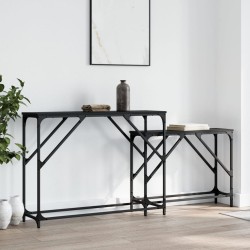 vidaXL Mesas consolas apilables 2 unidades madera de ingeniería negro