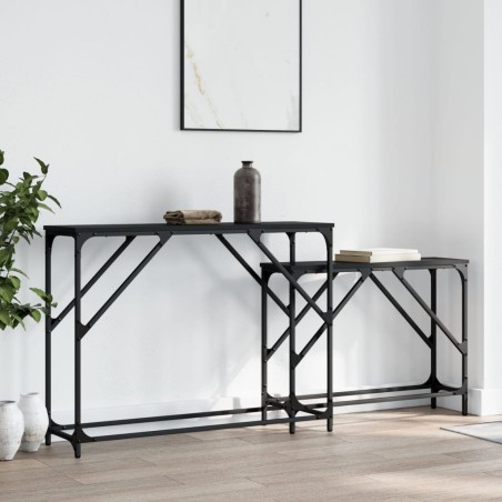 vidaXL Mesas consolas apilables 2 unidades madera de ingeniería negro