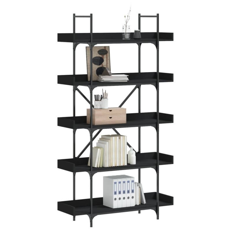 vidaXL Librería 5 estantes madera de ingeniería negro 100x33x180,5 cm vidaXL Librería 5 estantes madera de ingeniería negro 100x33x180,5 cm