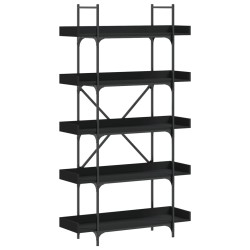 vidaXL Librería 5 estantes madera de ingeniería negro 100x33x180,5 cm