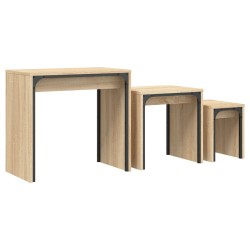 vidaXL Mesas de centro apilables 3 pzas madera ingeniería roble Sonoma