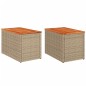 vidaXL Mesas auxiliares de jardín 2 uds ratán madera beige 55x34x37cm vidaXL Mesas auxiliares de jardín 2 uds ratán madera beige 55x34x37cm