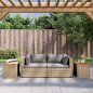 vidaXL Mesas auxiliares de jardín 2 uds ratán madera beige 55x34x37cm vidaXL Mesas auxiliares de jardín 2 uds ratán madera beige 55x34x37cm