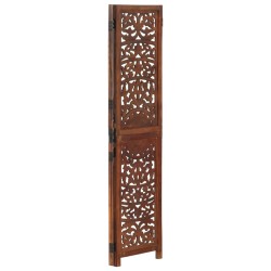 vidaXL Biombo 3 paneles tallado a mano madera mango marrón 120x165 cm