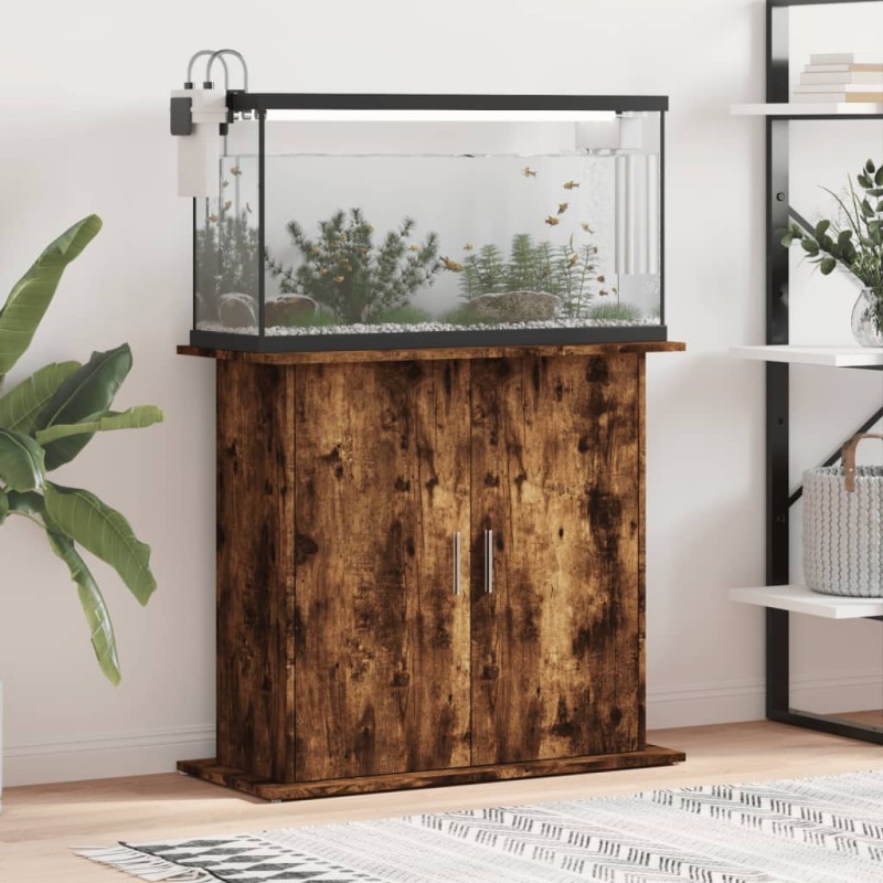 vidaXL Soporte de acuario madera ingeniería roble ahumado 81x36x73 cm vidaXL Soporte de acuario madera ingeniería roble ahumado 81x36x73 cm