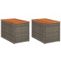 vidaXL Mesas auxiliares de jardín 2 uds ratán madera gris 55x34x37 cm vidaXL Mesas auxiliares de jardín 2 uds ratán madera gris 55x34x37 cm