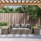 vidaXL Mesas auxiliares de jardín 2 uds ratán madera gris 55x34x37 cm vidaXL Mesas auxiliares de jardín 2 uds ratán madera gris 55x34x37 cm