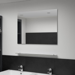 vidaXL Espejo de pared con estante vidrio templado 80x60 cm