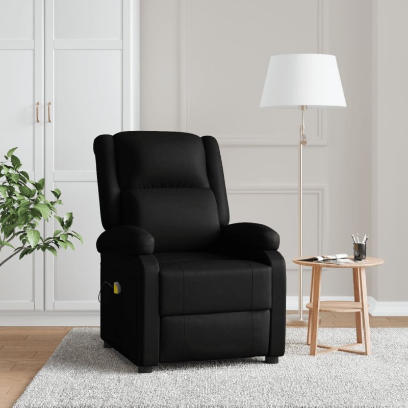 vidaXL Sillón de masaje de cuero sintético negro vidaXL Sillón de masaje de cuero sintético negro