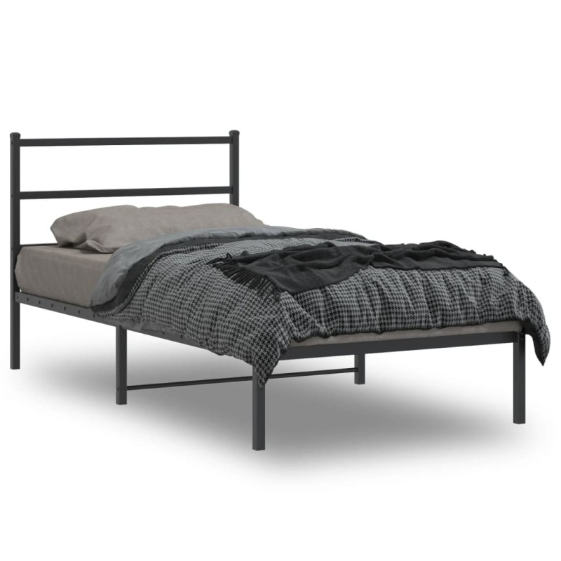vidaXL Estructura de cama con cabecero metal negro 100x190 cm