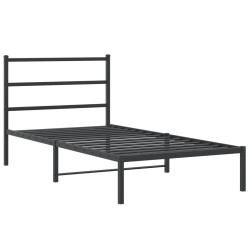 vidaXL Estructura de cama con cabecero metal negro 100x190 cm