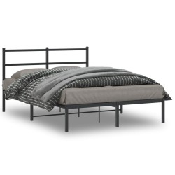 vidaXL Estructura de cama con cabecero metal negro 140x190 cm