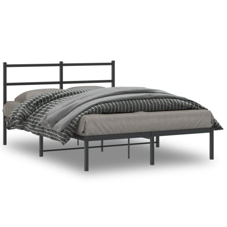 vidaXL Estructura de cama con cabecero metal negro 140x190 cm