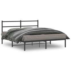 vidaXL Estructura de cama con cabecero metal negro 150x200 cm