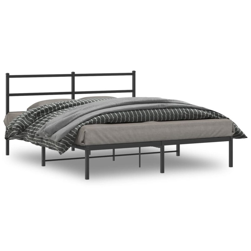 vidaXL Estructura de cama con cabecero metal negro 150x200 cm