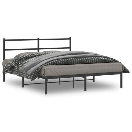 vidaXL Estructura de cama con cabecero metal negro 150x200 cm