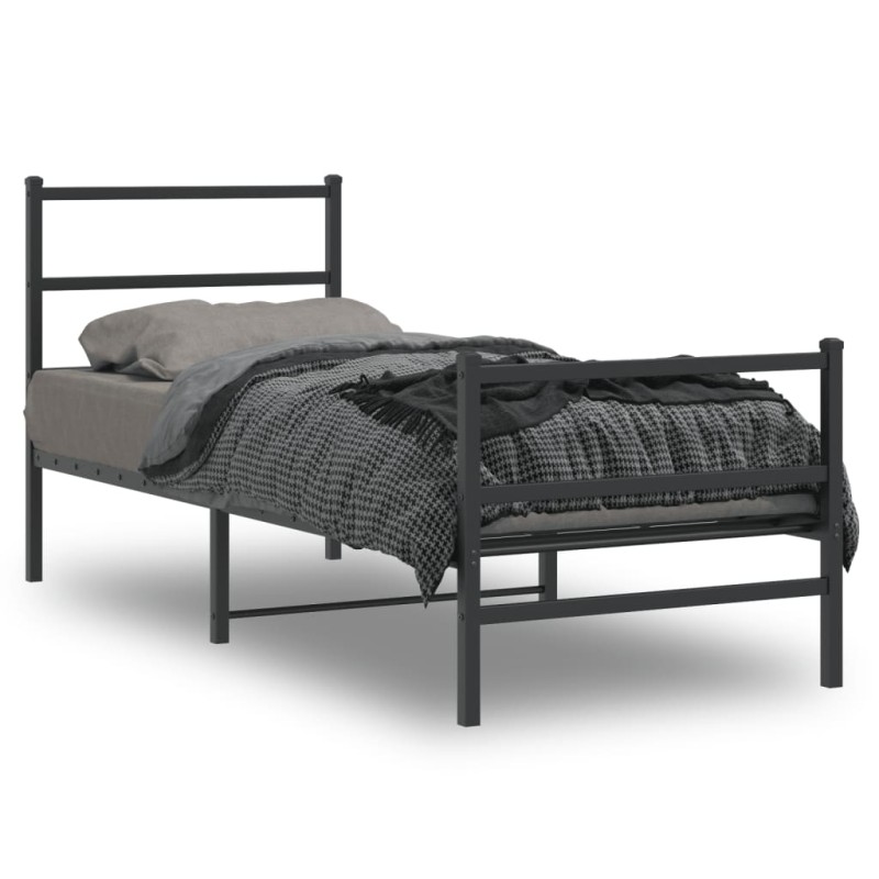 vidaXL Estructura de cama con cabecero y estribo metal negro 75x190 cm vidaXL Estructura de cama con cabecero y estribo metal negro 75x190 cm