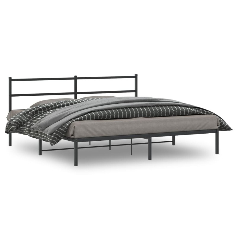 vidaXL Estructura de cama con cabecero metal negro 193x203 cm vidaXL Estructura de cama con cabecero metal negro 193x203 cm