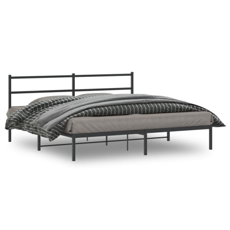 vidaXL Estructura de cama con cabecero metal negro 193x203 cm