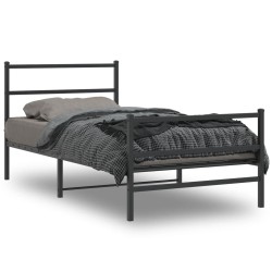 vidaXL Estructura de cama con cabecero y estribo metal negro 100x200cm