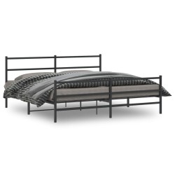 vidaXL Estructura de cama con cabecero y estribo metal negro 200x200cm