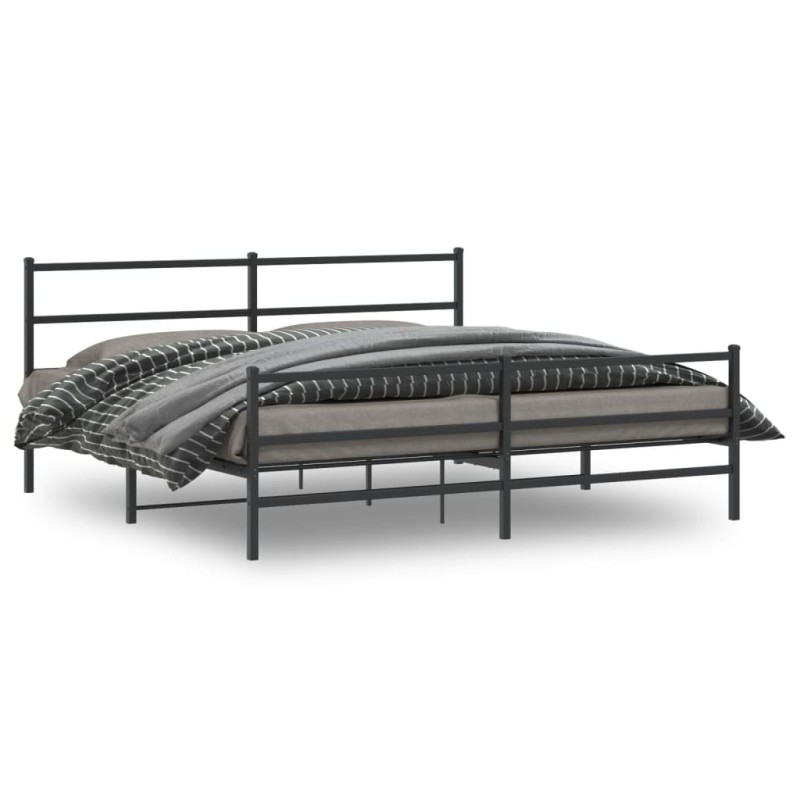 vidaXL Estructura de cama con cabecero y estribo metal negro 200x200cm vidaXL Estructura de cama con cabecero y estribo metal negro 200x200cm
