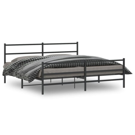 vidaXL Estructura de cama con cabecero y estribo metal negro 200x200cm