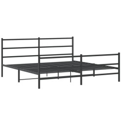 vidaXL Estructura de cama con cabecero y estribo metal negro 200x200cm