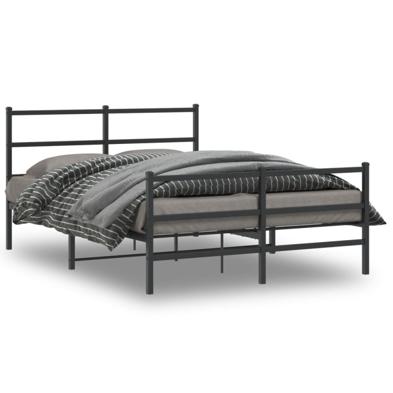 vidaXL Estructura de cama con cabecero y estribo metal negro 140x200cm vidaXL Estructura de cama con cabecero y estribo metal negro 140x200cm