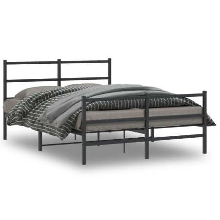 vidaXL Estructura de cama con cabecero y estribo metal negro 140x200cm