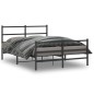 vidaXL Estructura de cama con cabecero y estribo metal negro 140x200cm vidaXL Estructura de cama con cabecero y estribo metal negro 140x200cm