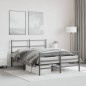 vidaXL Estructura de cama con cabecero y estribo metal negro 140x200cm vidaXL Estructura de cama con cabecero y estribo metal negro 140x200cm