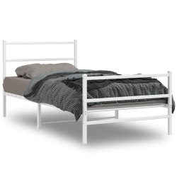vidaXL Estructura cama metal con cabecero y estribo blanco 107x203 cm