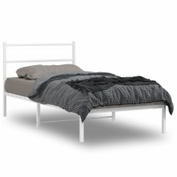 vidaXL Estructura de cama de metal con cabecero blanco 100x200 cm