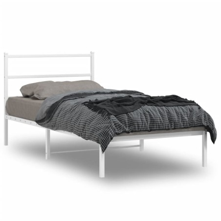 vidaXL Estructura de cama de metal con cabecero blanco 100x200 cm