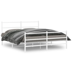 vidaXL Estructura cama metal con cabecero y estribo blanco 160x200 cm