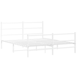 vidaXL Estructura cama metal con cabecero y estribo blanco 160x200 cm