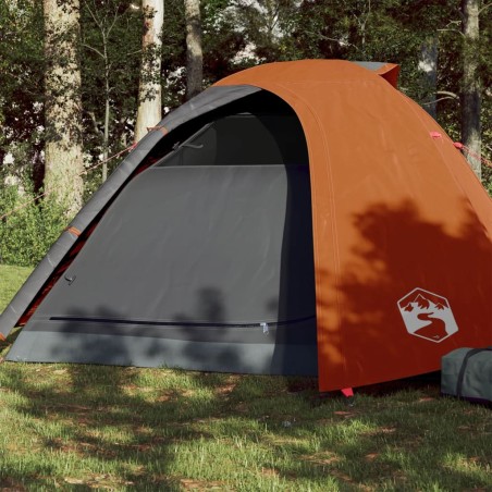 vidaXL Tienda de campaña 4 personas tafetán 185T gris y naranja