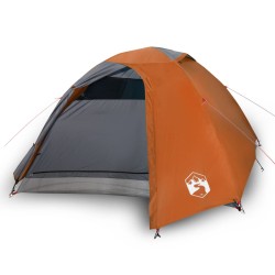 vidaXL Tienda de campaña 4 personas tafetán 185T gris y naranja