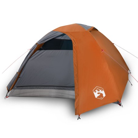 vidaXL Tienda de campaña 4 personas tafetán 185T gris y naranja