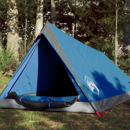 vidaXL Tienda de campaña 2 personas tafetán 185T azul 200x120x88/62 cm