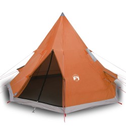 vidaXL Tienda de campaña 4 personas tafetán 185T gris y naranja