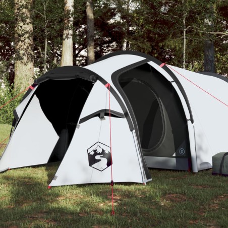 vidaXL Tienda de campaña 4 personas tafetán 185T blanco 360x135x105 cm