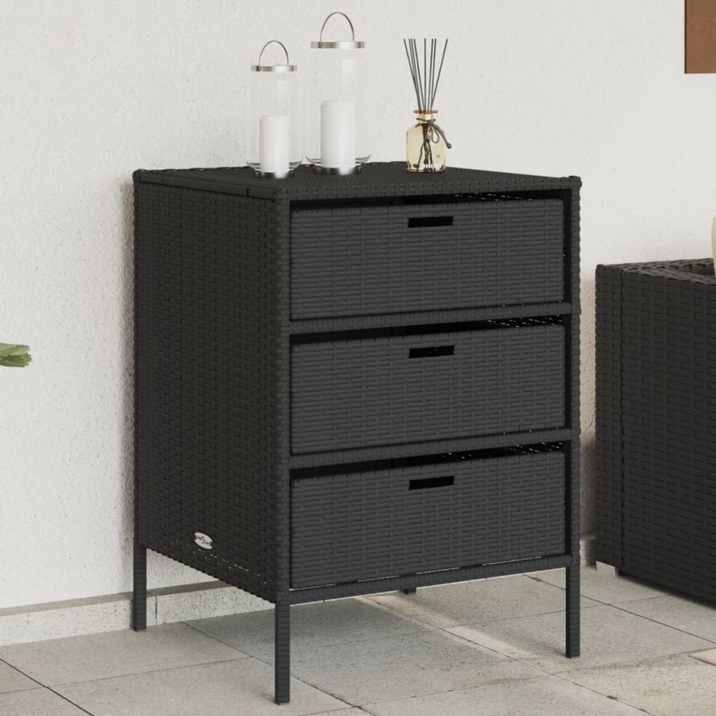 vidaXL Armario de almacenaje de jardín ratán PE negro 55x59x80 cm vidaXL Armario de almacenaje de jardín ratán PE negro 55x59x80 cm