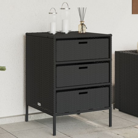 vidaXL Armario de almacenaje de jardín ratán PE negro 55x59x80 cm