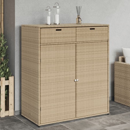 vidaXL Armario de almacenaje de jardín ratán PE beige 105x55x113 cm