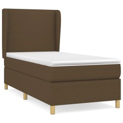 vidaXL Cama box spring con colchón tela marrón oscuro 100x200 cm